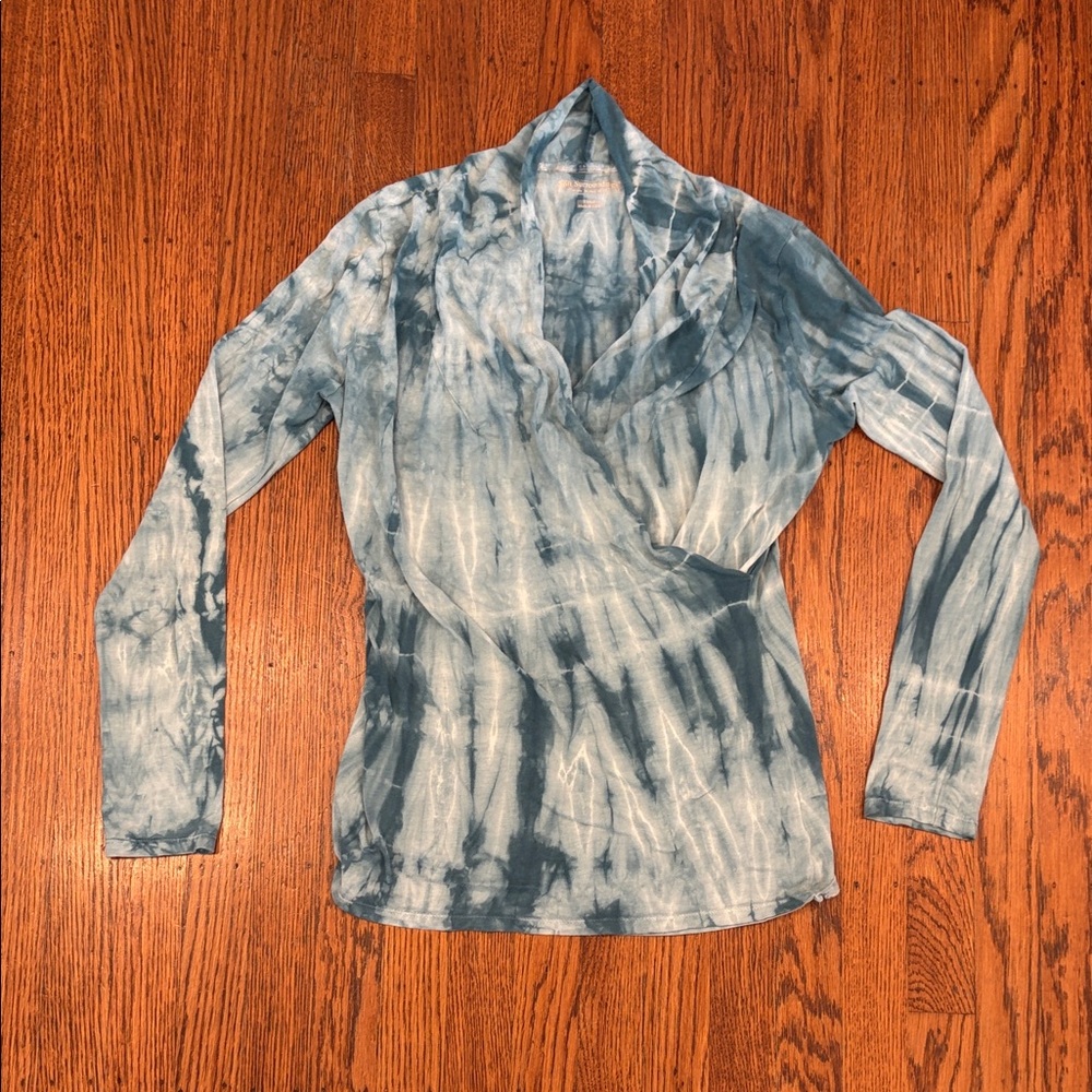 Soft Surroundings Blue Tie-Dye Wrap Top – XS – Long Sleeve
